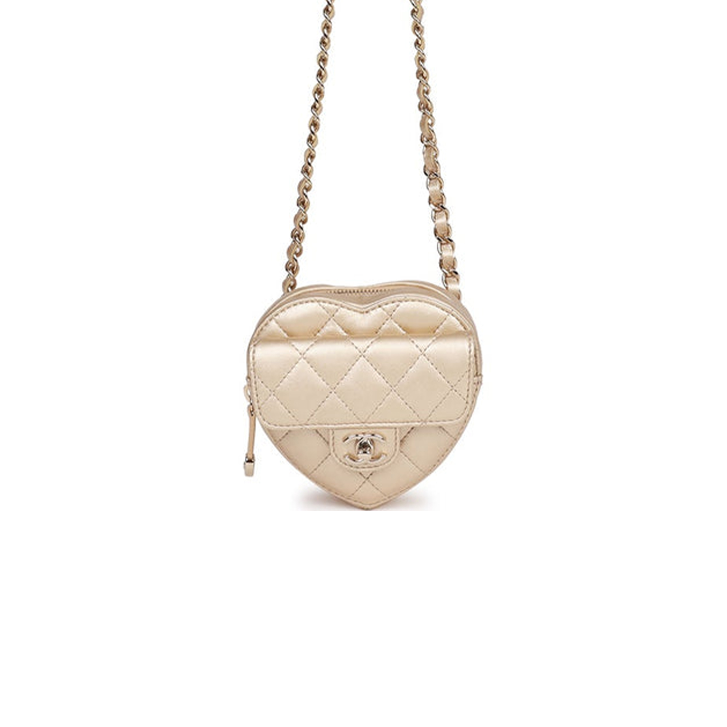 CHANEL CC IN LOVE HEART BELT BAG GOLD LAMBSKIN LIGHT GOLD HARDWARE (11*10*4cm) CHANEL CC IN LOVE HEART BELT BAG GOLD LAMBSKIN LIGHT GOLD HARDWARE (11*10*4cm)